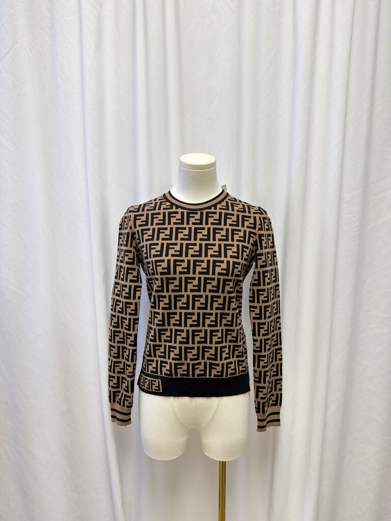 Fendi Graphic Logo Crew Neck Top