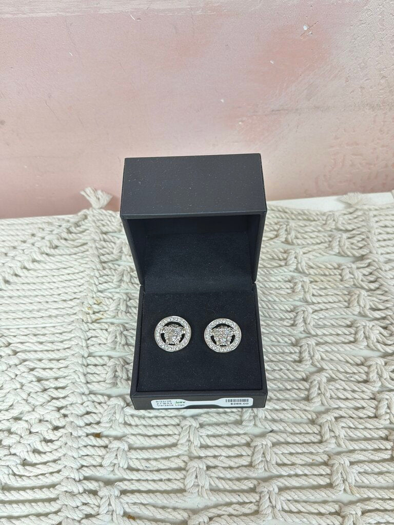 Versace Logo Crystal Earring w/ Box