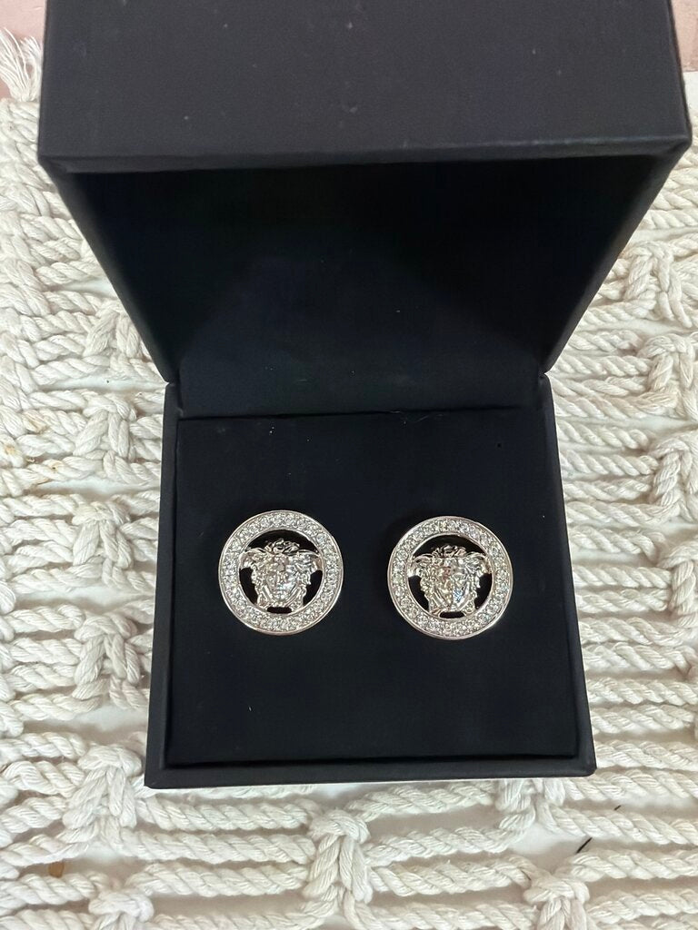 Versace Logo Crystal Earring w/ Box