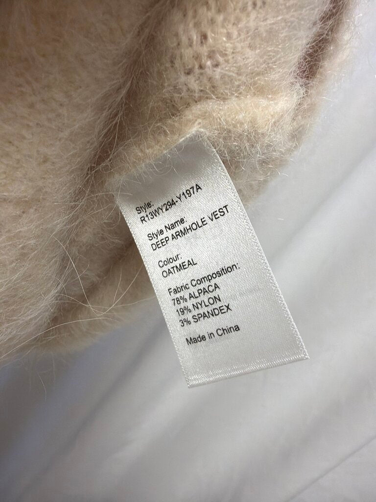 R13 Oatmeal Alpaca Deep Armhole Vest