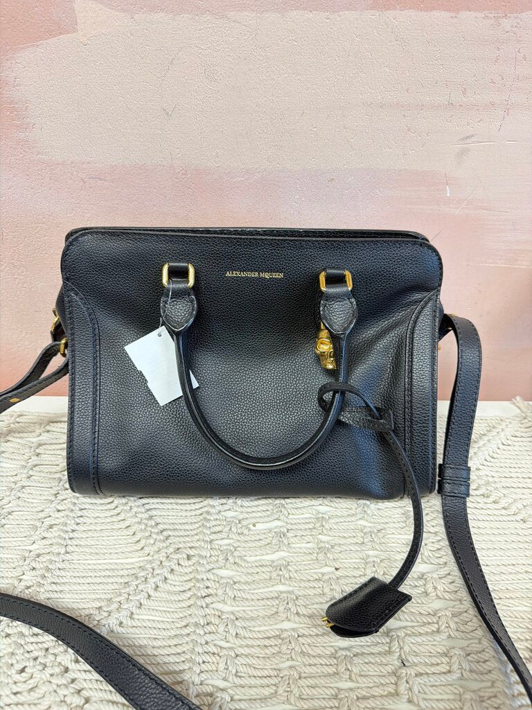 Alexander McQueen Pebbled Skull Tote w/ Crossbody Strap