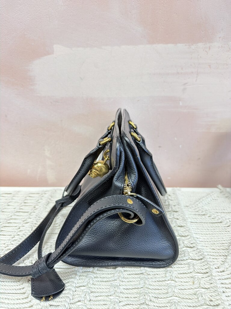 Alexander McQueen Pebbled Skull Tote w/ Crossbody Strap