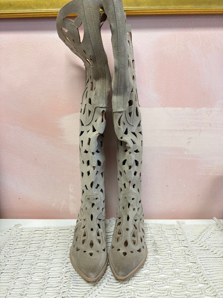Zigi Tan Suede Cutout Boots