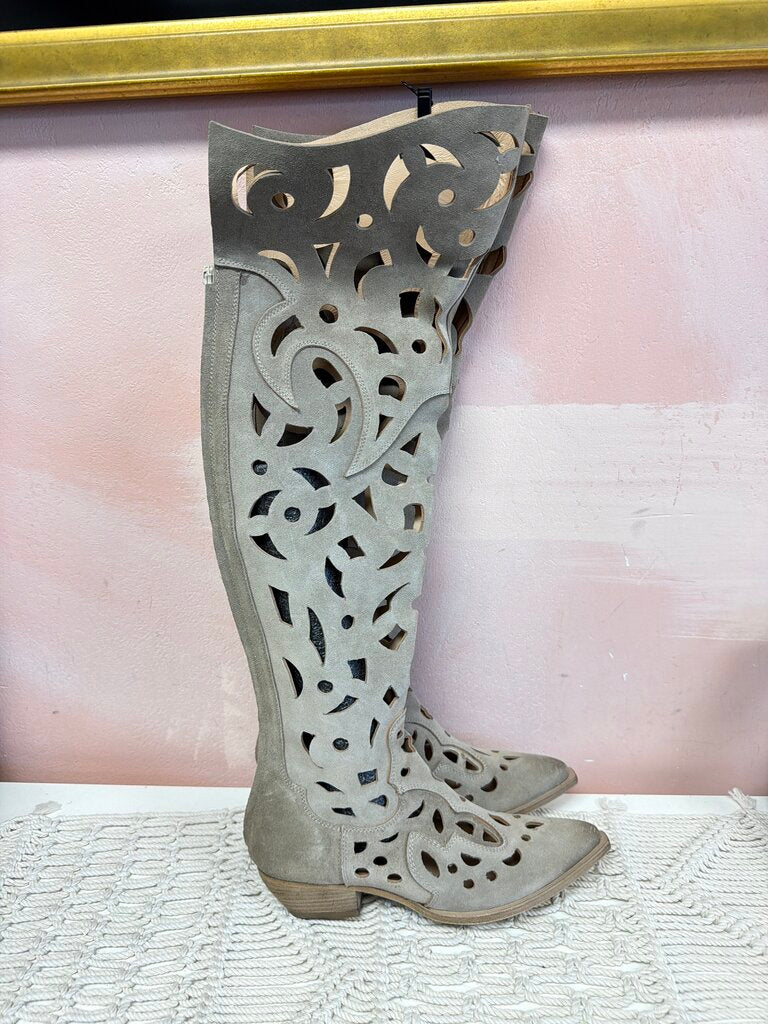 Zigi Tan Suede Cutout Boots
