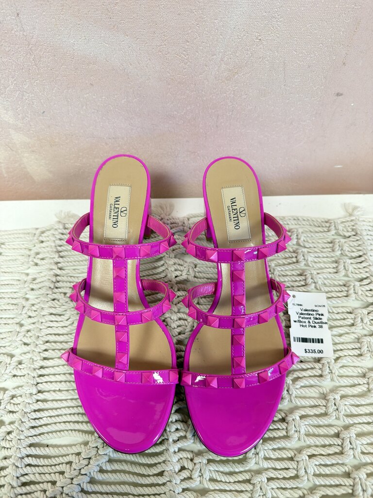 Valentino Pink Patent Slide w/Box & Dustbag