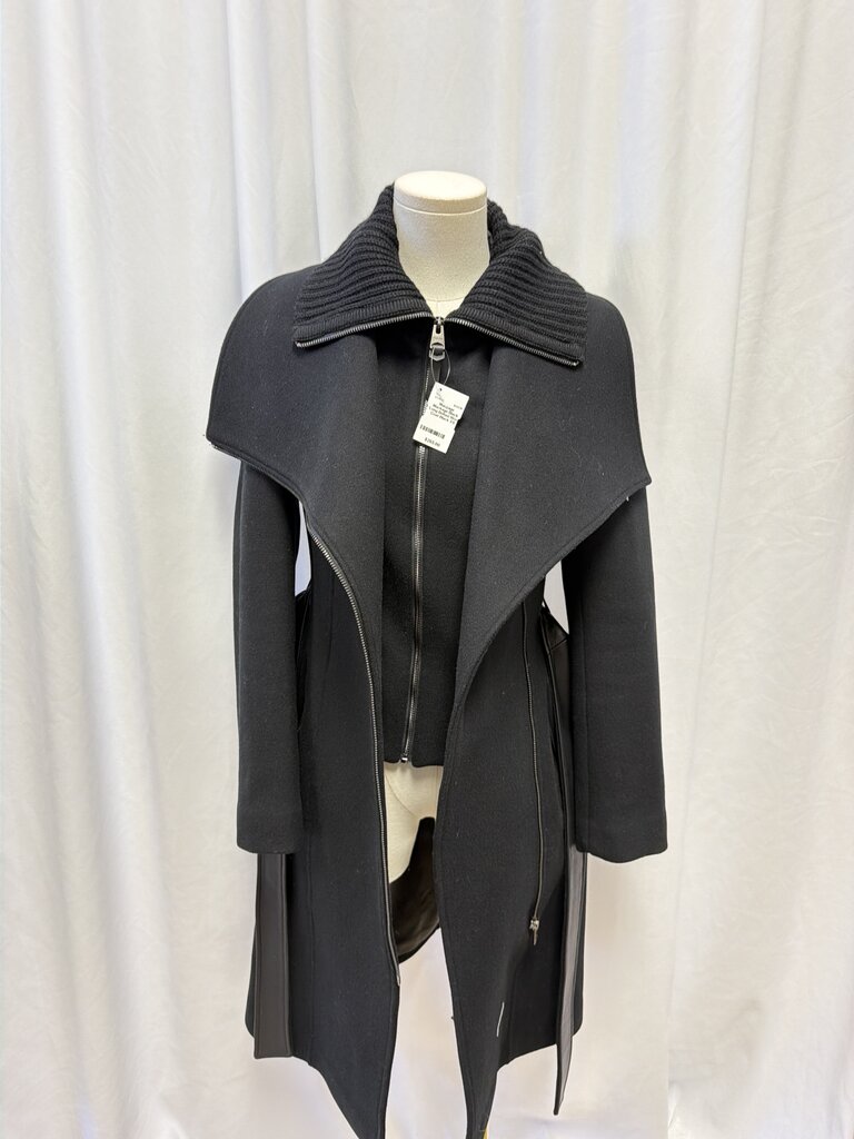 Mackage Black Long Belted Wool Coat