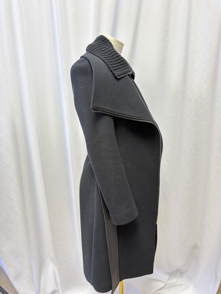 Mackage Black Long Belted Wool Coat