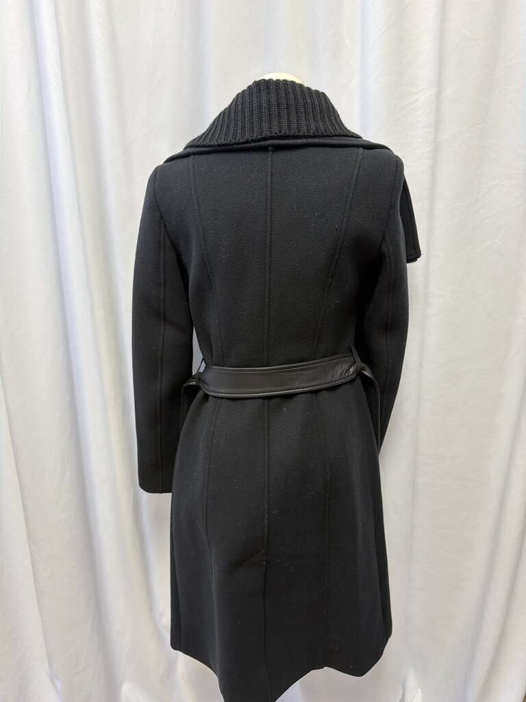 Mackage Black Long Belted Wool Coat