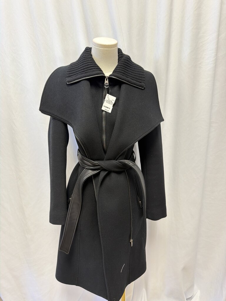 Mackage Black Long Belted Wool Coat