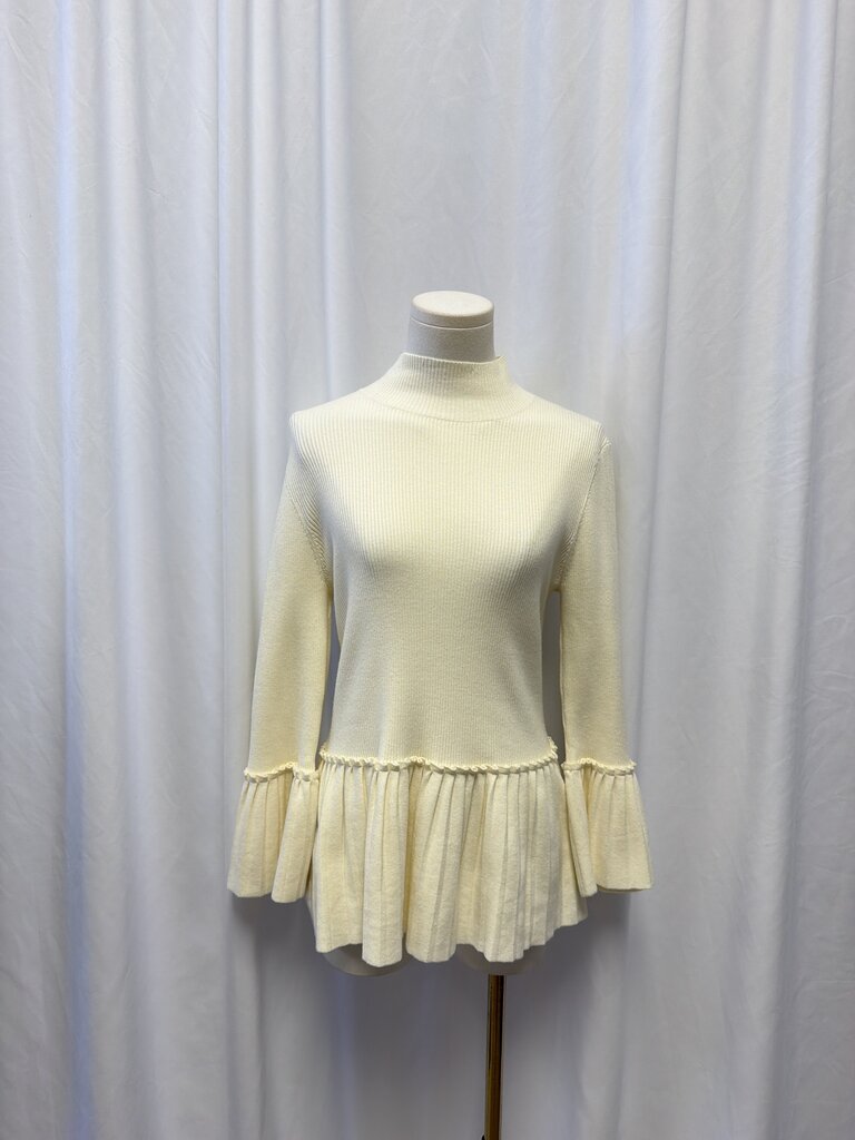 Ted Baker Ivory Mock Sweater w/Pleat Trim NWT