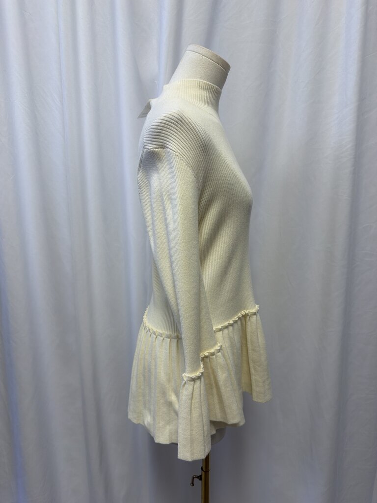 Ted Baker Ivory Mock Sweater w/Pleat Trim NWT