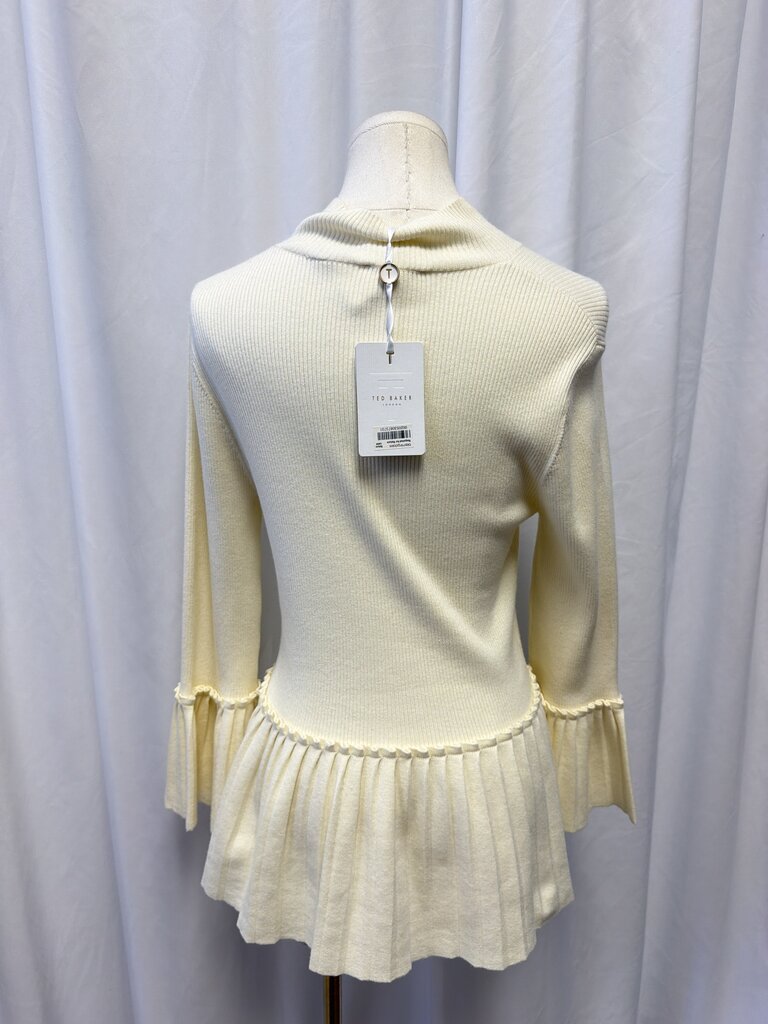Ted Baker Ivory Mock Sweater w/Pleat Trim NWT