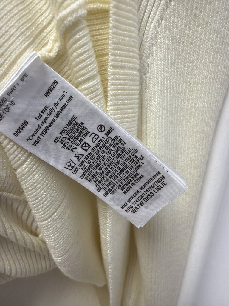 Ted Baker Ivory Mock Sweater w/Pleat Trim NWT