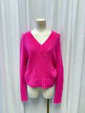 White & Warren Pink Cashmere V Neck Sweater