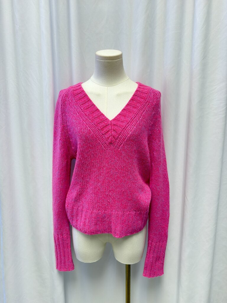 White & Warren Pink Cashmere V Neck Sweater