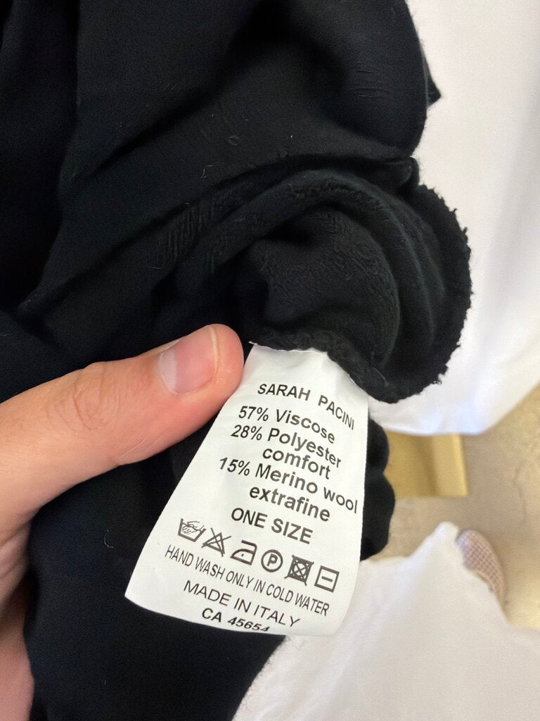 Sarah Pacini Black Wool Dress
