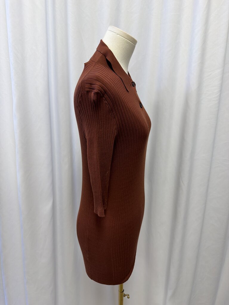 Prada Rust Ribbed Fitted Knit Polo