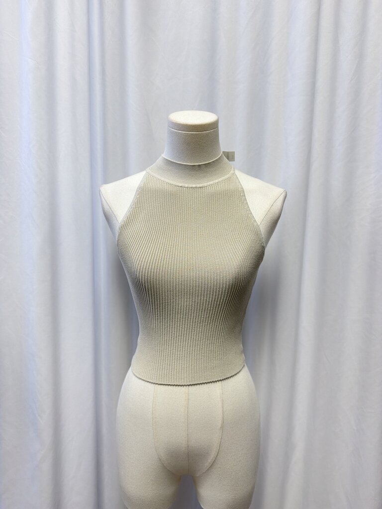 Babaton Tan Cropped Halter Top