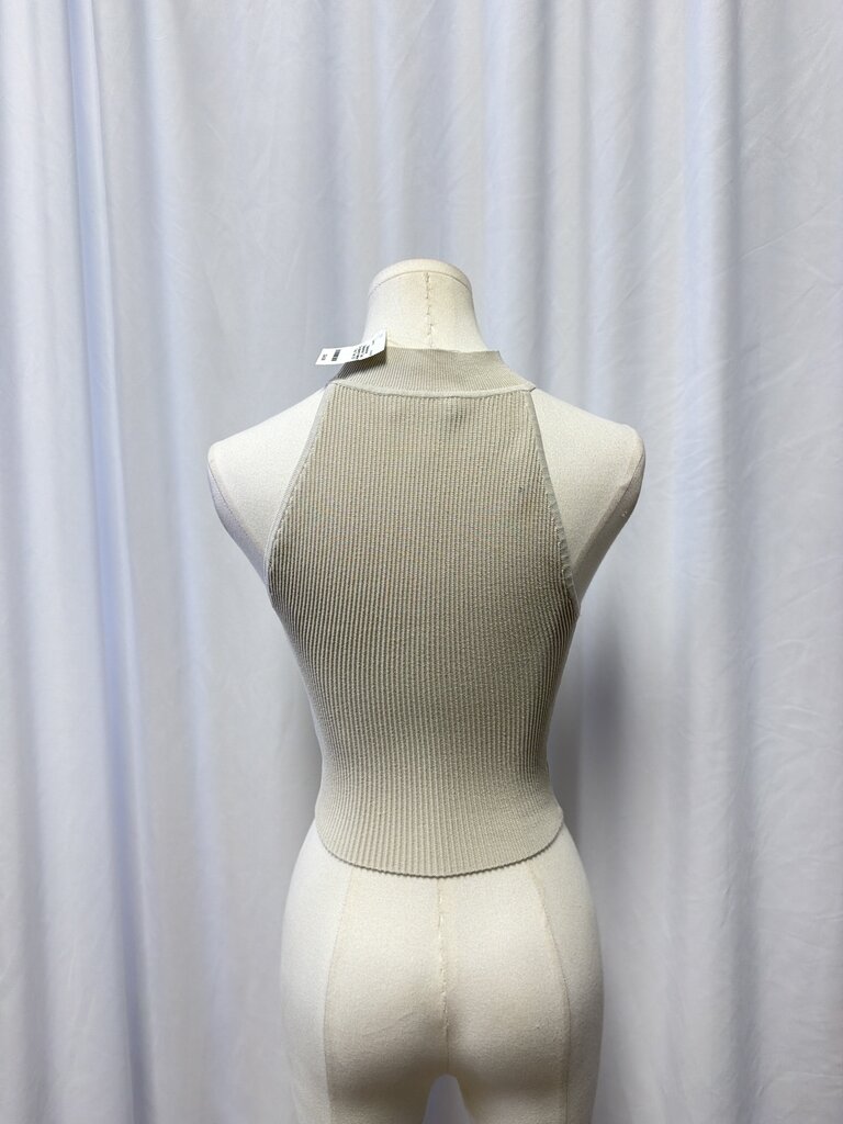 Babaton Tan Cropped Halter Top