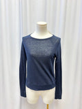 Vince Navy Linen Long Sleeve Top