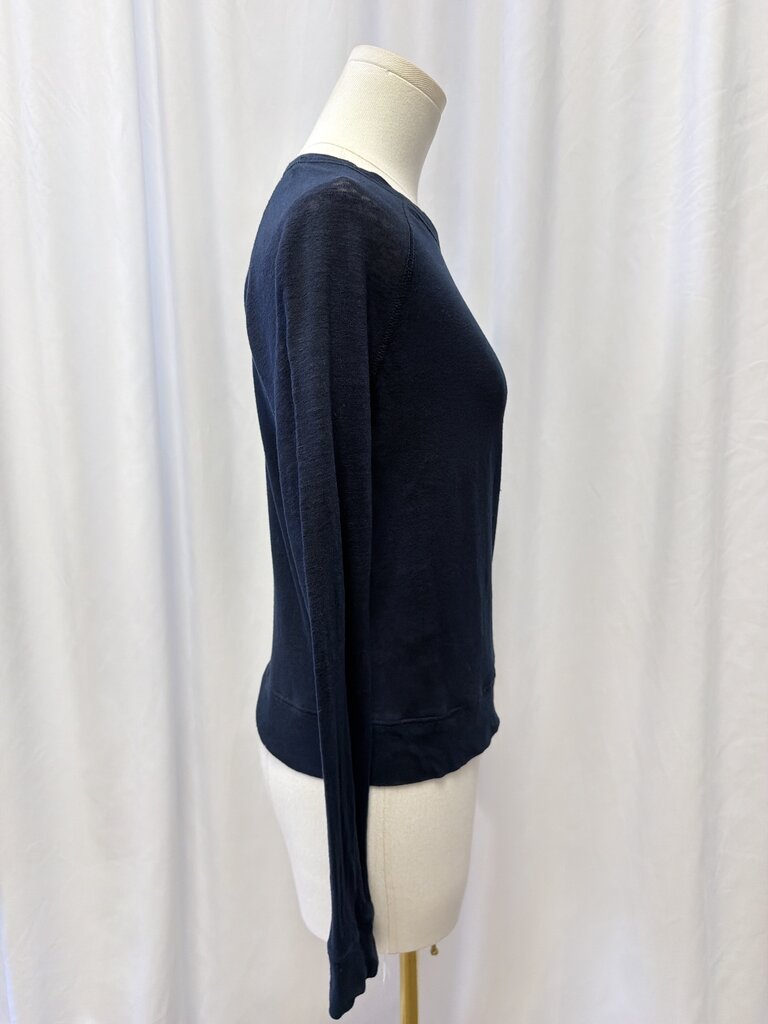 Vince Navy Linen Long Sleeve Top