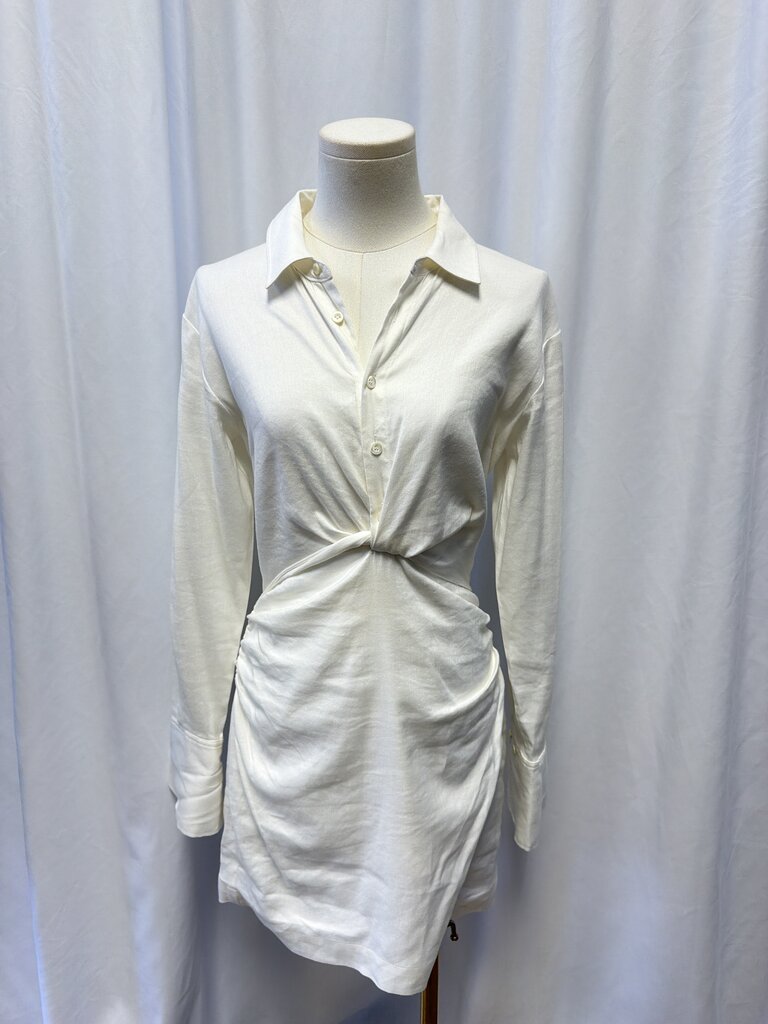 Frame White Long Sleeve Shirt Dress