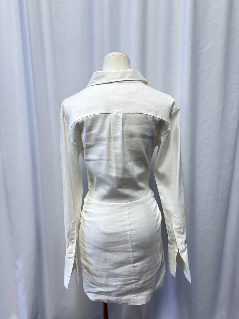 Frame White Long Sleeve Shirt Dress
