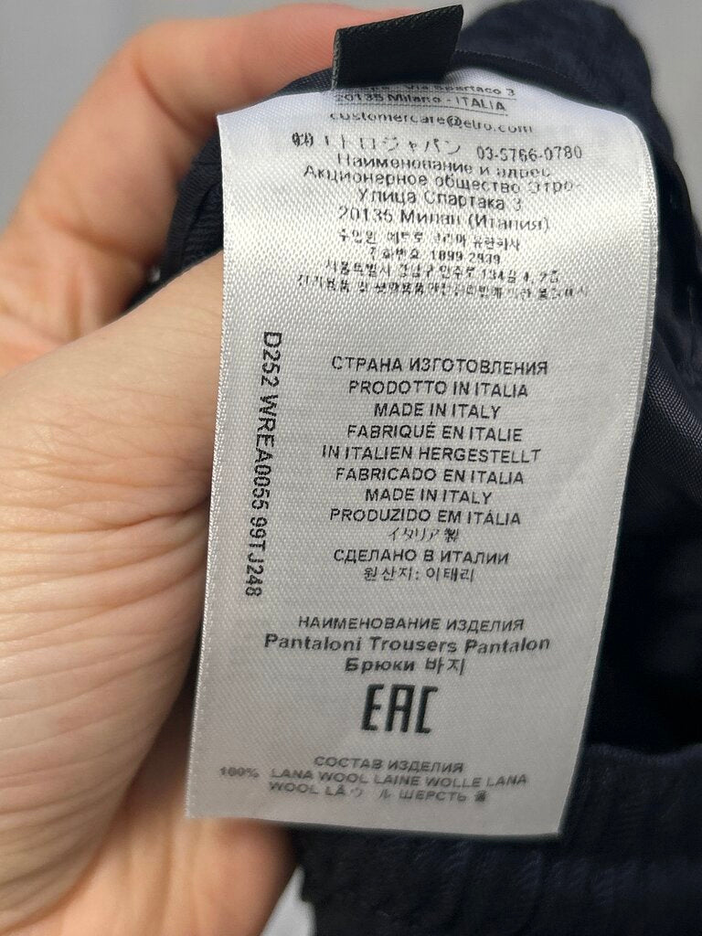 Etro Navy Pull On Pants