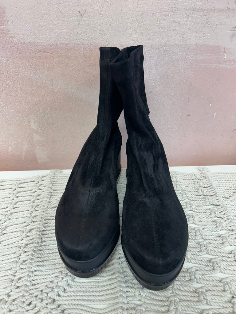 Robert Clergerie Black Suede Wedge Heel Booties