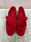 Larroude Red Sued Mary Janes w/Dustbags