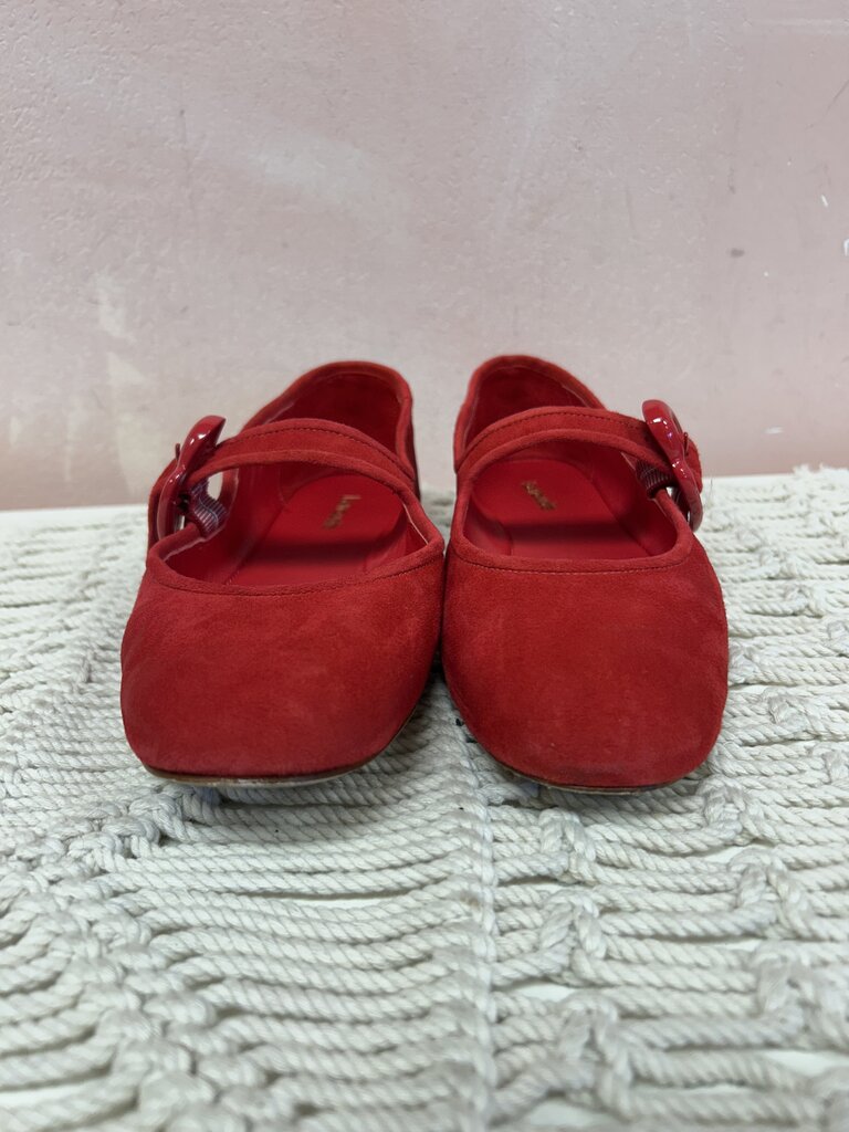 Larroude Red Sued Mary Janes w/Dustbags