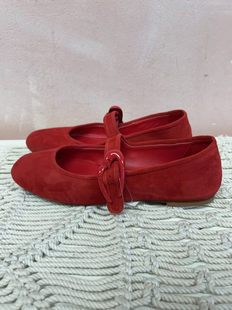 Larroude Red Sued Mary Janes w/Dustbags