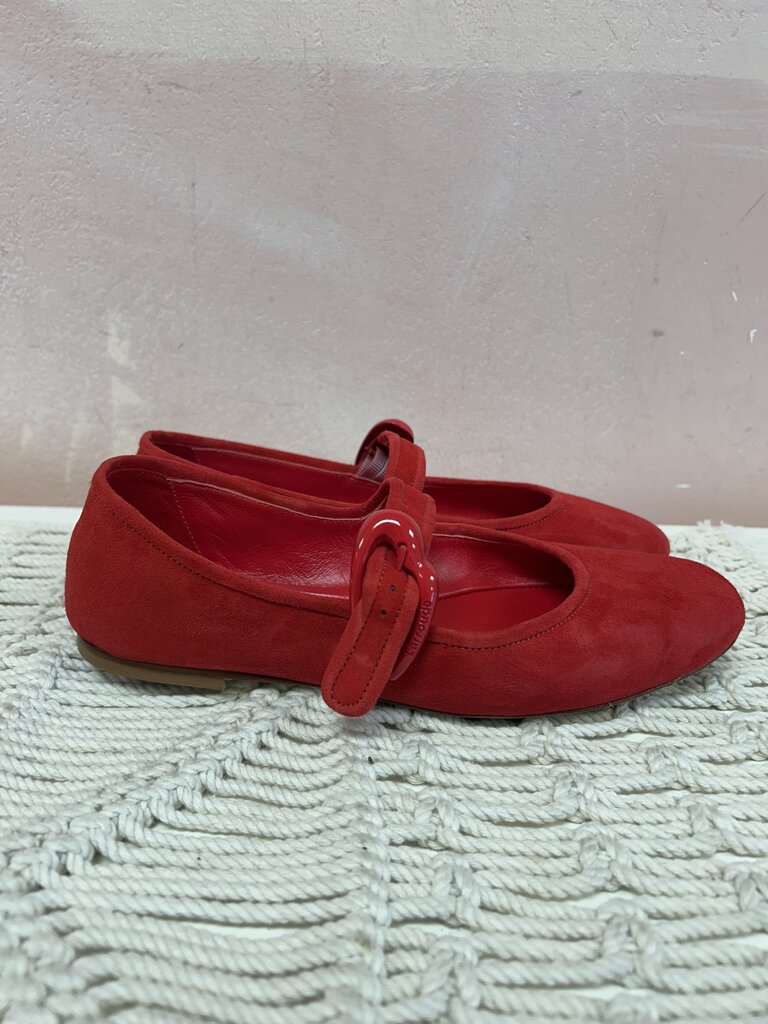 Larroude Red Sued Mary Janes w/Dustbags