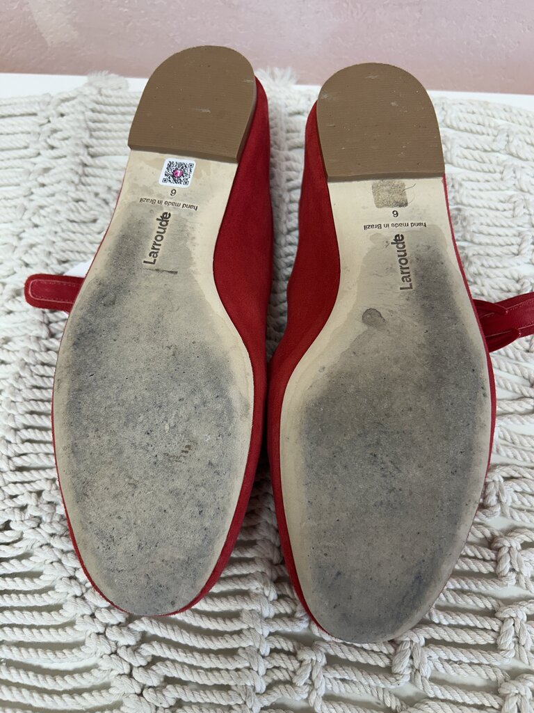 Larroude Red Sued Mary Janes w/Dustbags