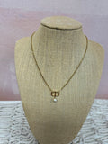 Dior Mini CD Necklace w/Faux Pearl Pendant w/Bag