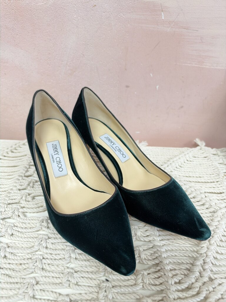 Jimmy Choo Velvet Pointed Toe Pump w/ Box and Dustbag