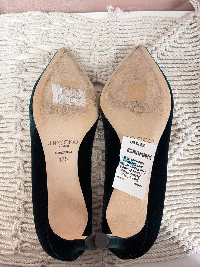 Jimmy Choo Velvet Pointed Toe Pump w/ Box and Dustbag