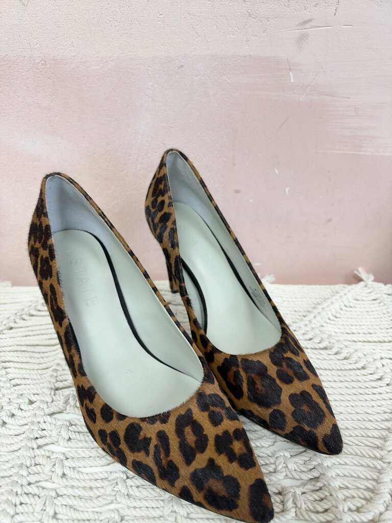 1. State Leopard Print Cow Hair Fur Pump