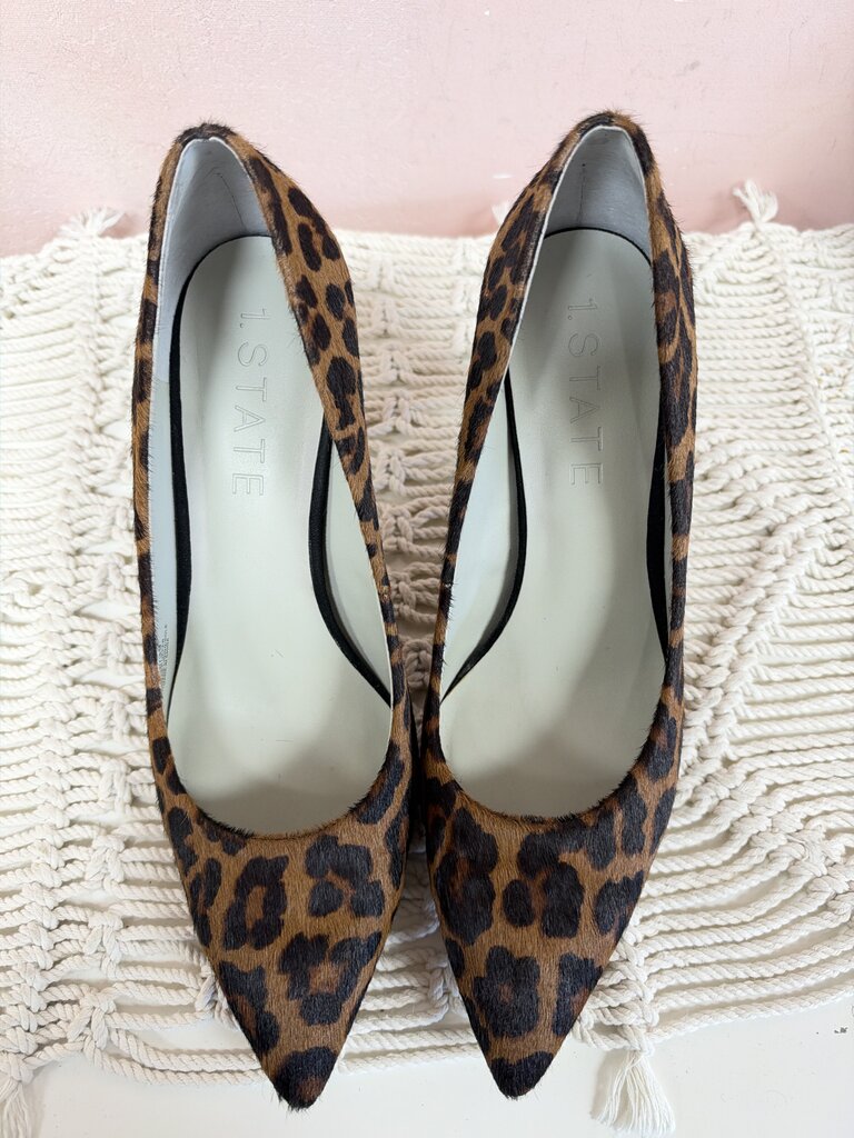 1. State Leopard Print Cow Hair Fur Pump