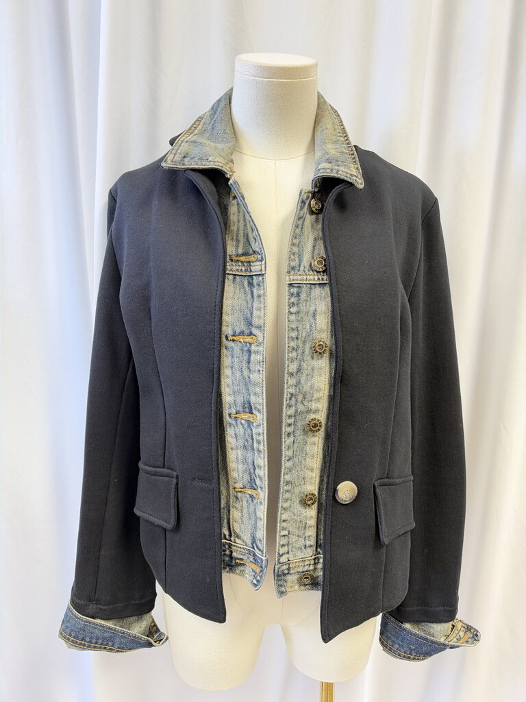 Baci Black Sweatshirt Blazer w/Denim Trim