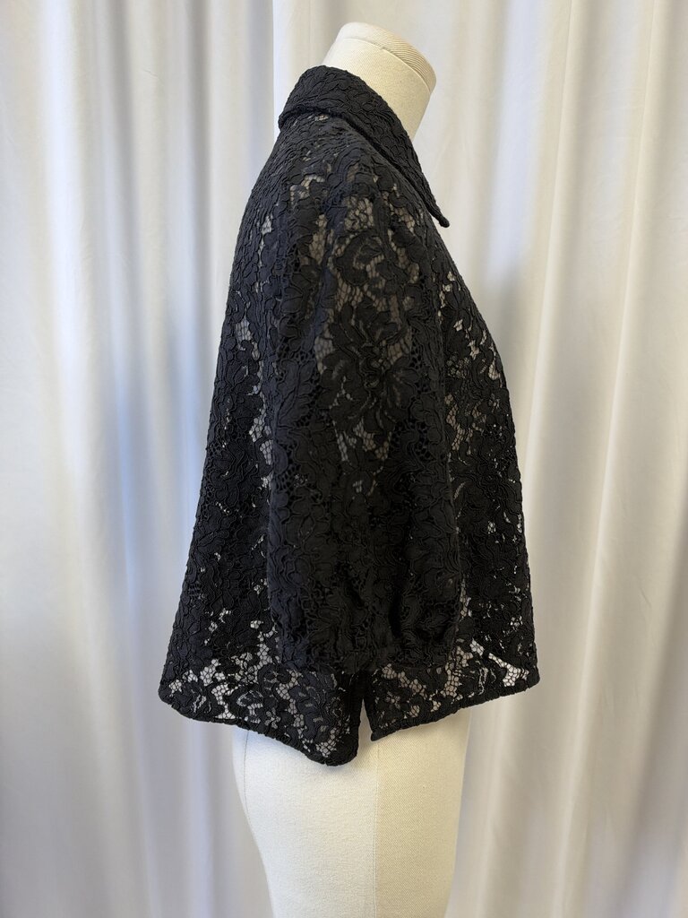 Anine Bing Black Lace Short Sleeve Button Up