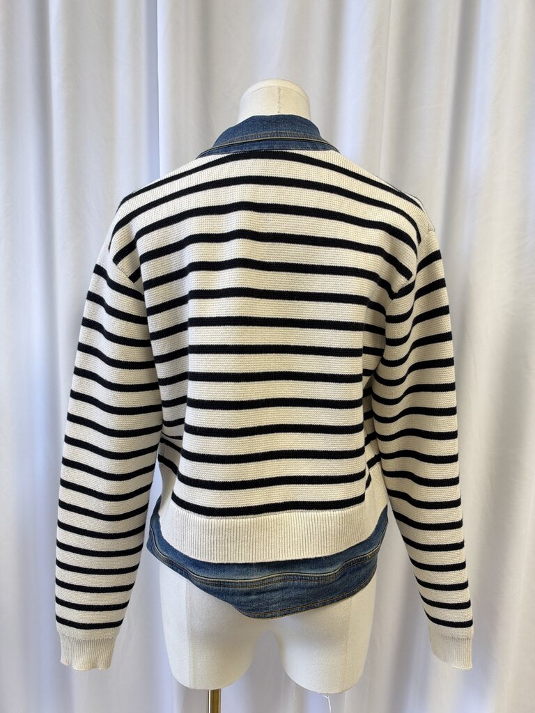 J. Society Striped Sweater w/Jean Jacket Trim