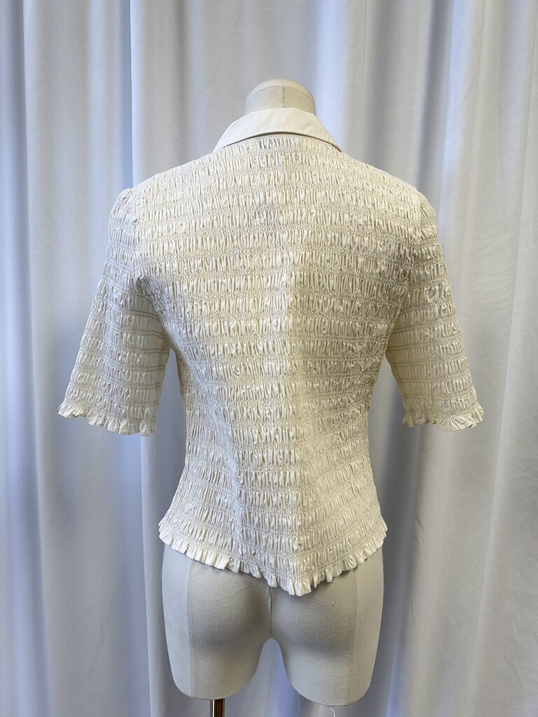 Veronica Beard Ivory Short Sleeve Ruched Top NWT