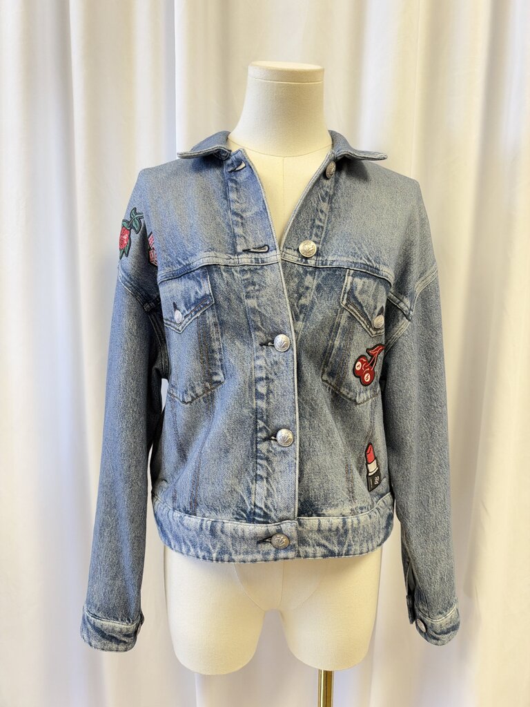 rag & bone Embroidered Sweatshirt Denim Jacket