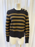 ba&sh Striped Embellished Shoulder Crew Neck Sweater