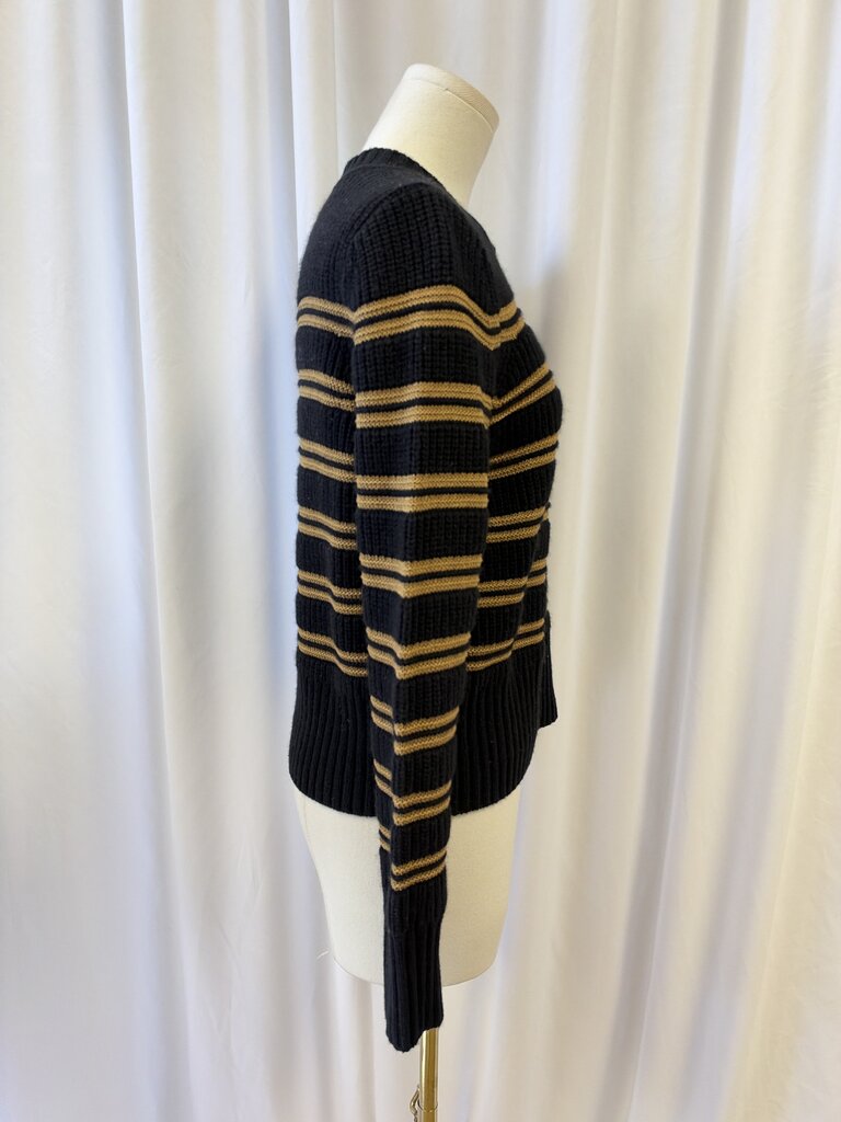 ba&sh Striped Embellished Shoulder Crew Neck Sweater