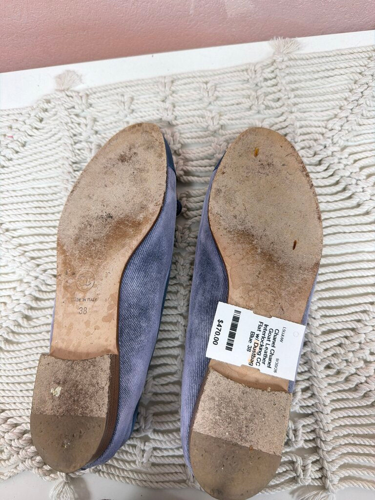 Chanel Goat Leather Interlocking CC Flat w/ Dustbag