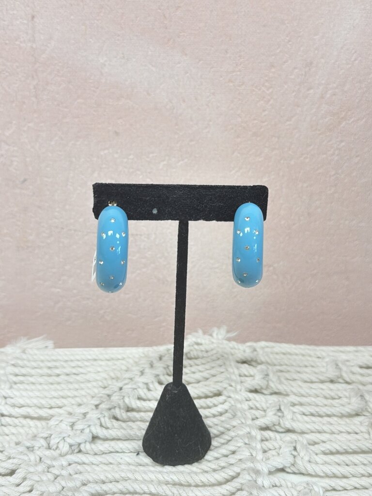 Sterling Silver Chunky Hoop with/ Scattered Crystals