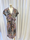 Veronica Beard Silk Animal Print Midi Dress Tie Waist