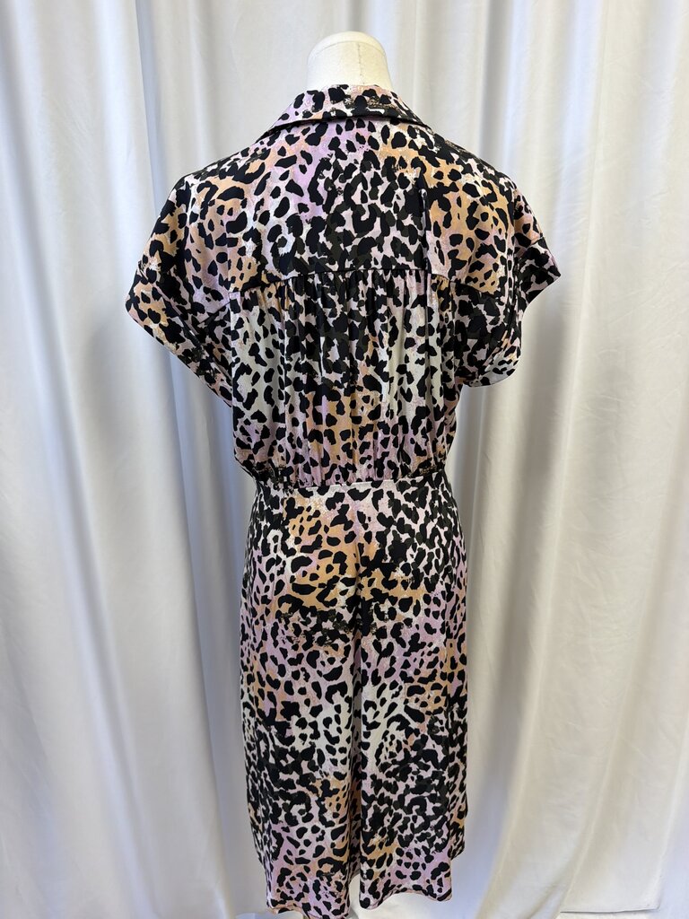 Veronica Beard Silk Animal Print Midi Dress Tie Waist